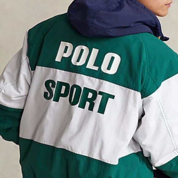 Polo Sport Fleece-lined Jacket In White/cruise Nvy/forest (size Sm) - Picture 6 of 7